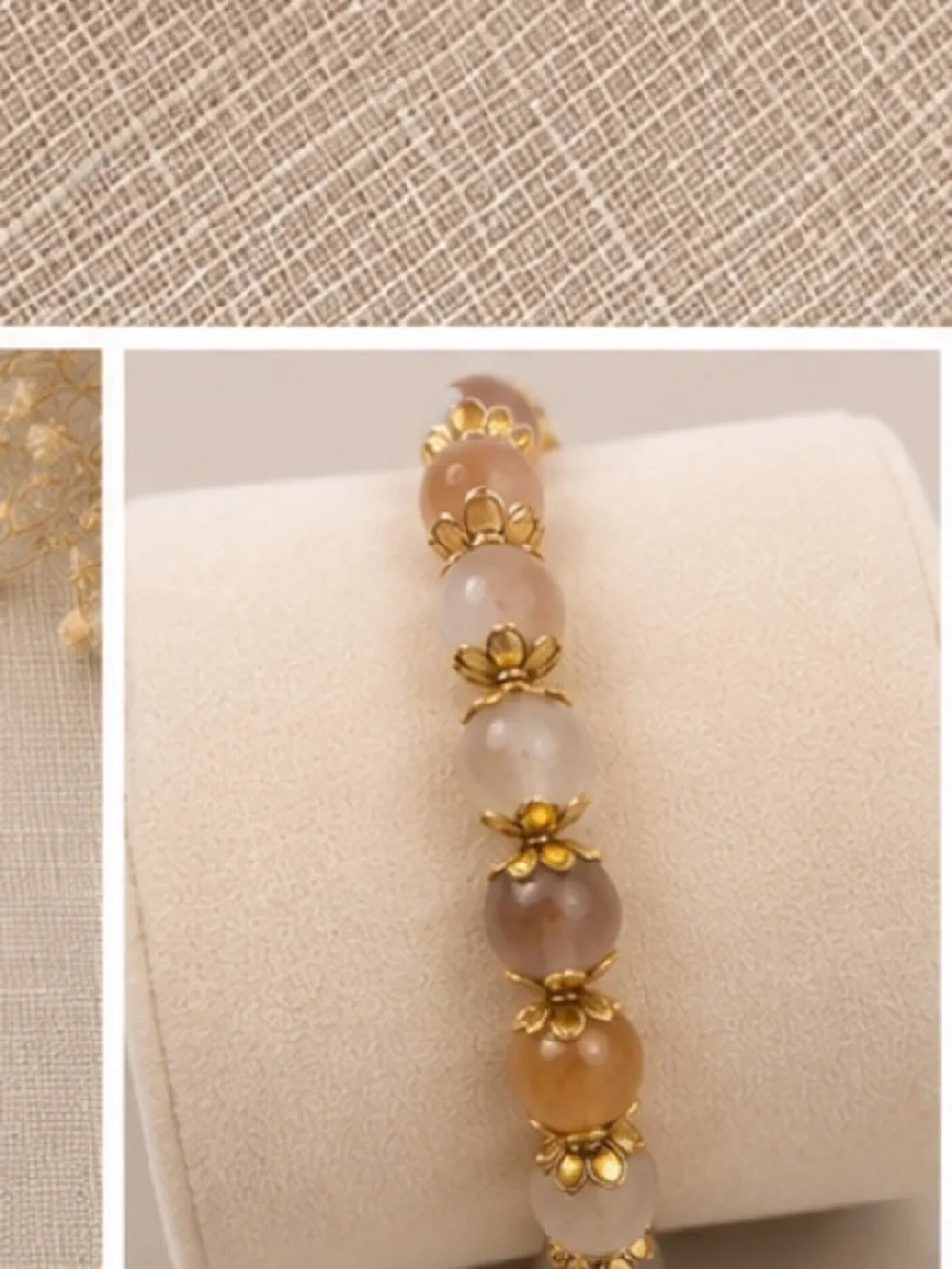 Gold Accent Multicolor Beaded Stretch Bracelet - Women Jewelry